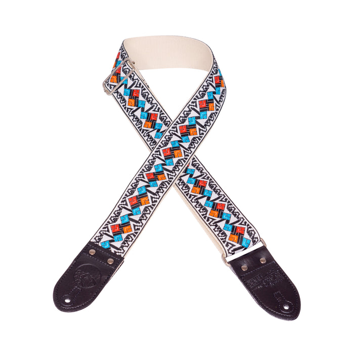 Black & Blue Argyle Vintage Ribbon Guitar Strap