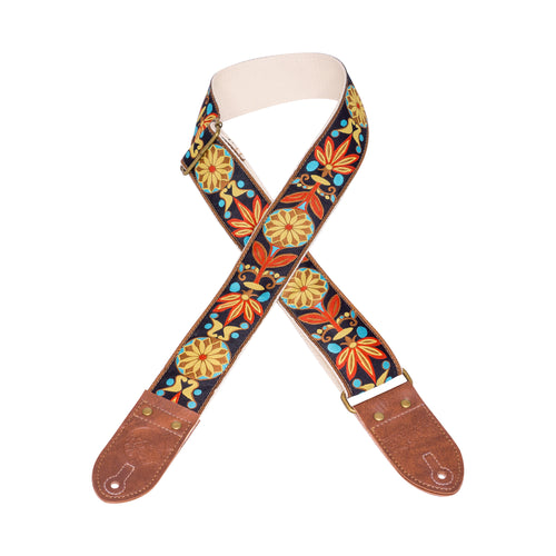 Black & Red Flower Ribbon Guitar Strap
