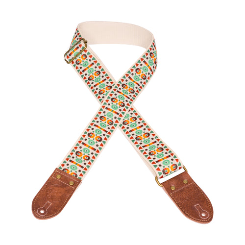 Cream & Green Southwest Vintage Ribbon Guitar Strap
