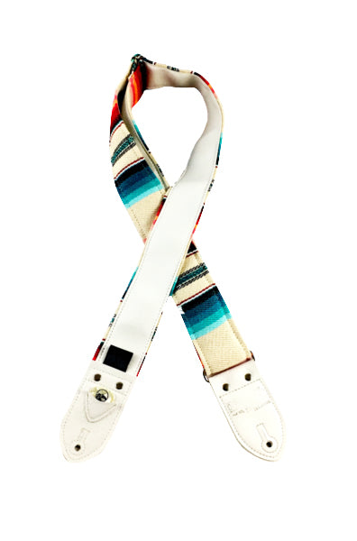 Cream and Blue Saddleblanket Guitar Strap Denali Strap Co