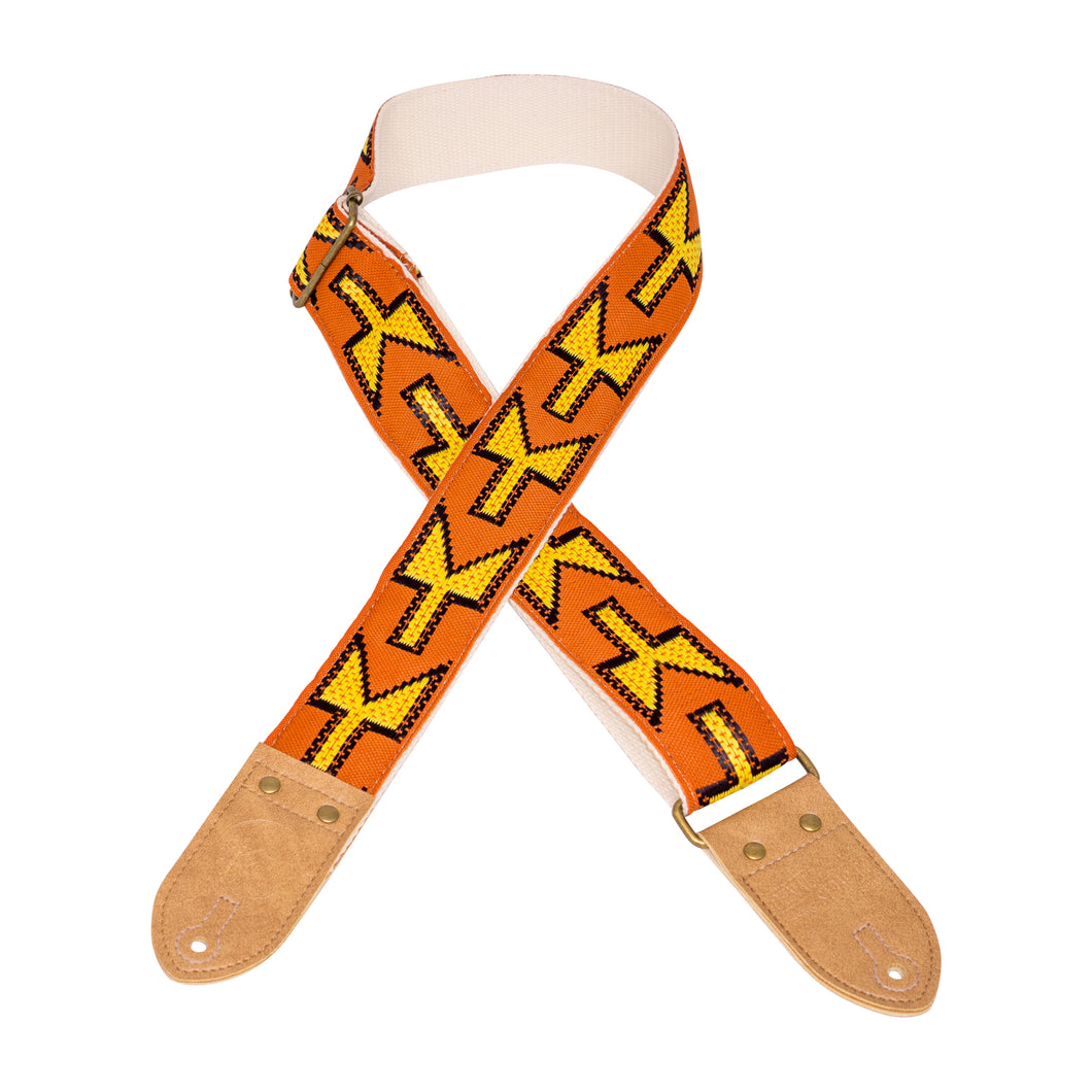 Orange & Yellow Southwest Vintage Ribbon Guitar Strap – Denali