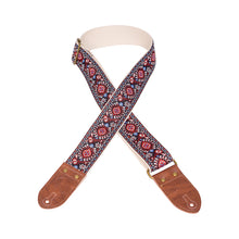 Red and Cream Floral Ribbon Guitar Strap
