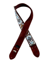 White and Blue Flower Ribbon Guitar Strap