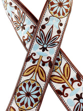 White and Blue Flower Ribbon Guitar Strap