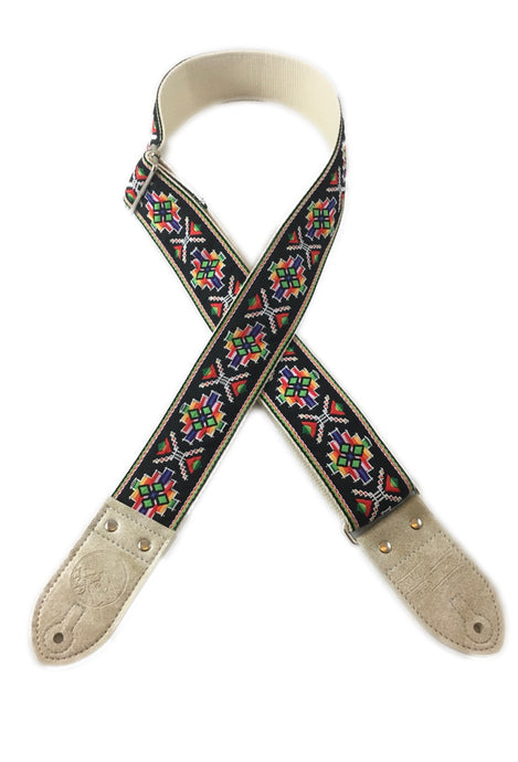 Black & Cream Southwest Vintage Ribbon Guitar Strap